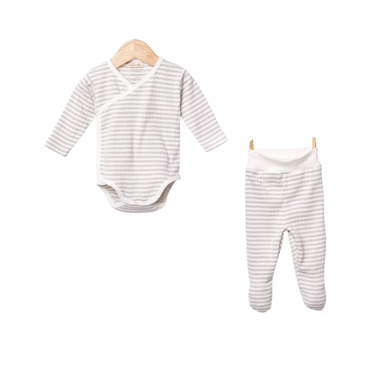 Conjunto Body de manga comprida e Calças com pé em algodão orgânico | MY SWEET BABY - Wedoble