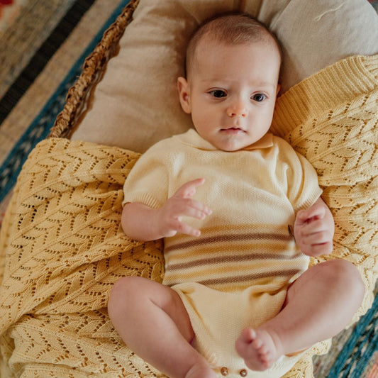 Fofo polo de manga curta tricotado em algodão | SUMMER IN THE VILLAGE - Wedoble