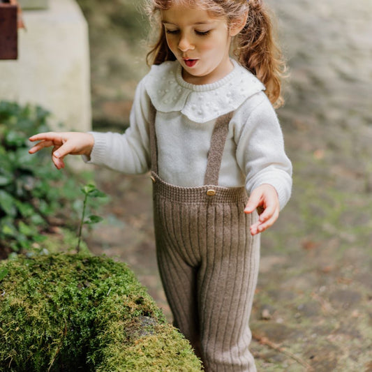 Calças com alças tricotadas em lã | LOVE IN WINTER DAYS - Wedoble