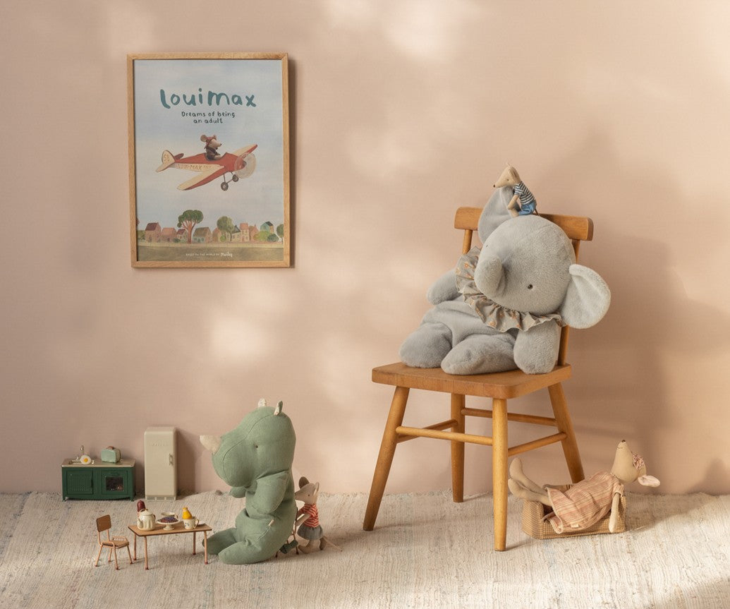 Elefante de Peluche Grande Azul/Cinzento - Maileg