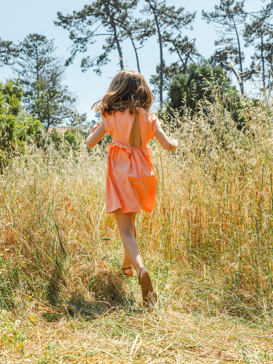 Vestido detalhe de folho bordado inglês - Laranjinha