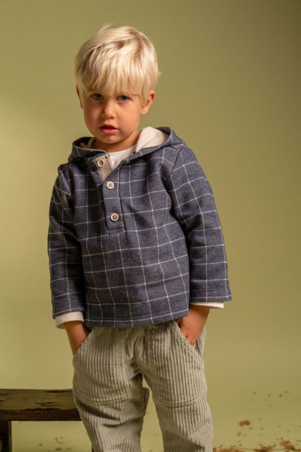 Sweat à capuche en maille à carreaux - Laranjinha