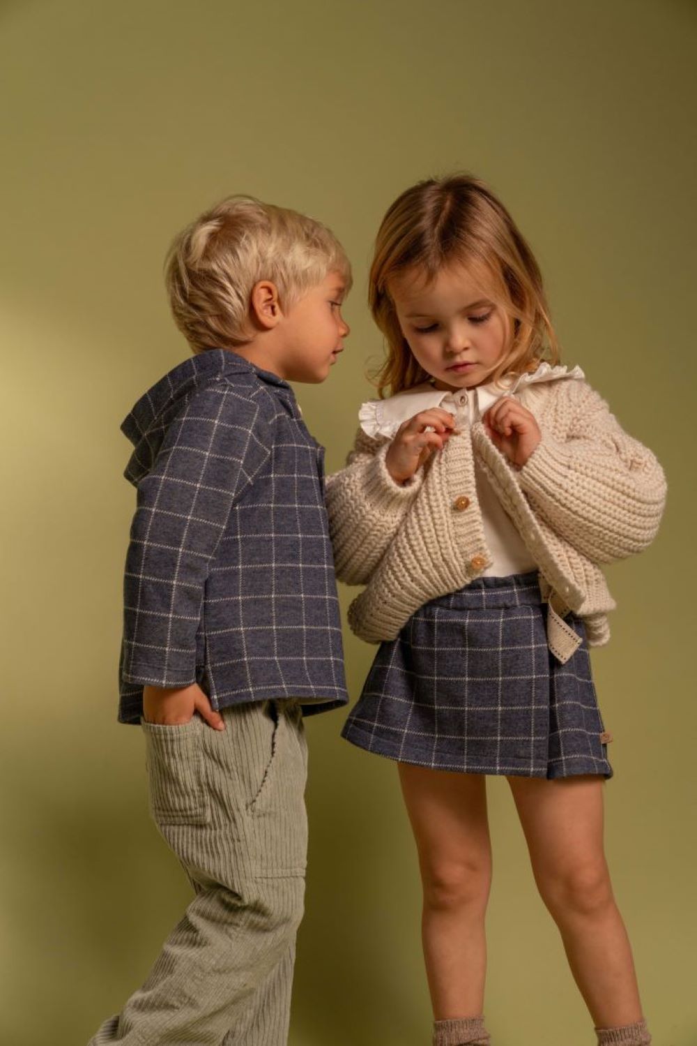 Sweat à capuche en maille à carreaux - Laranjinha