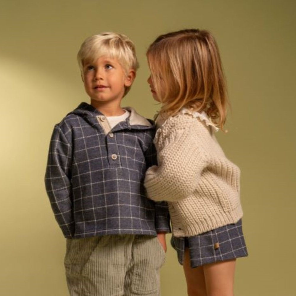 Jupe-short pull-up en tissu à carreaux - Laranjinha