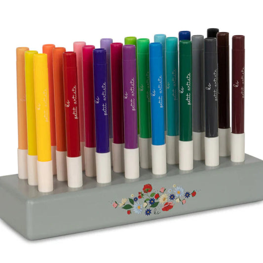 24 Marcadores em Base de Madeira Decorada - Konges Slojd