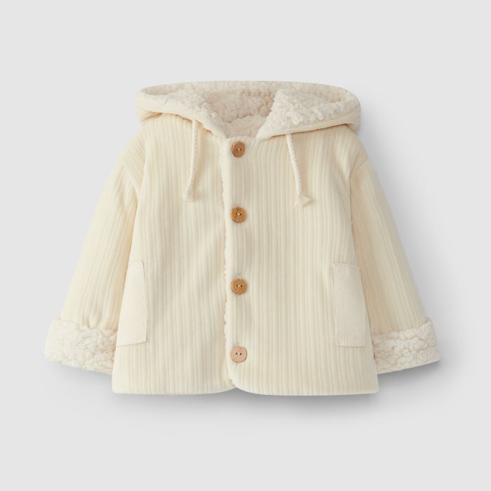 Manteau à capuche en tricot de velours côtelé confortable