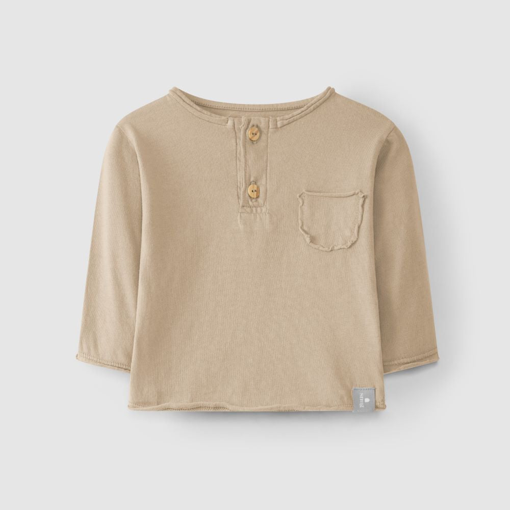 T-shirt uni à manches longues avec poche - Snug