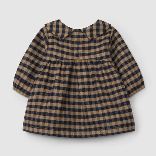 Vestido Xadrez com Gola Bordada em Fio de Lã - Snug