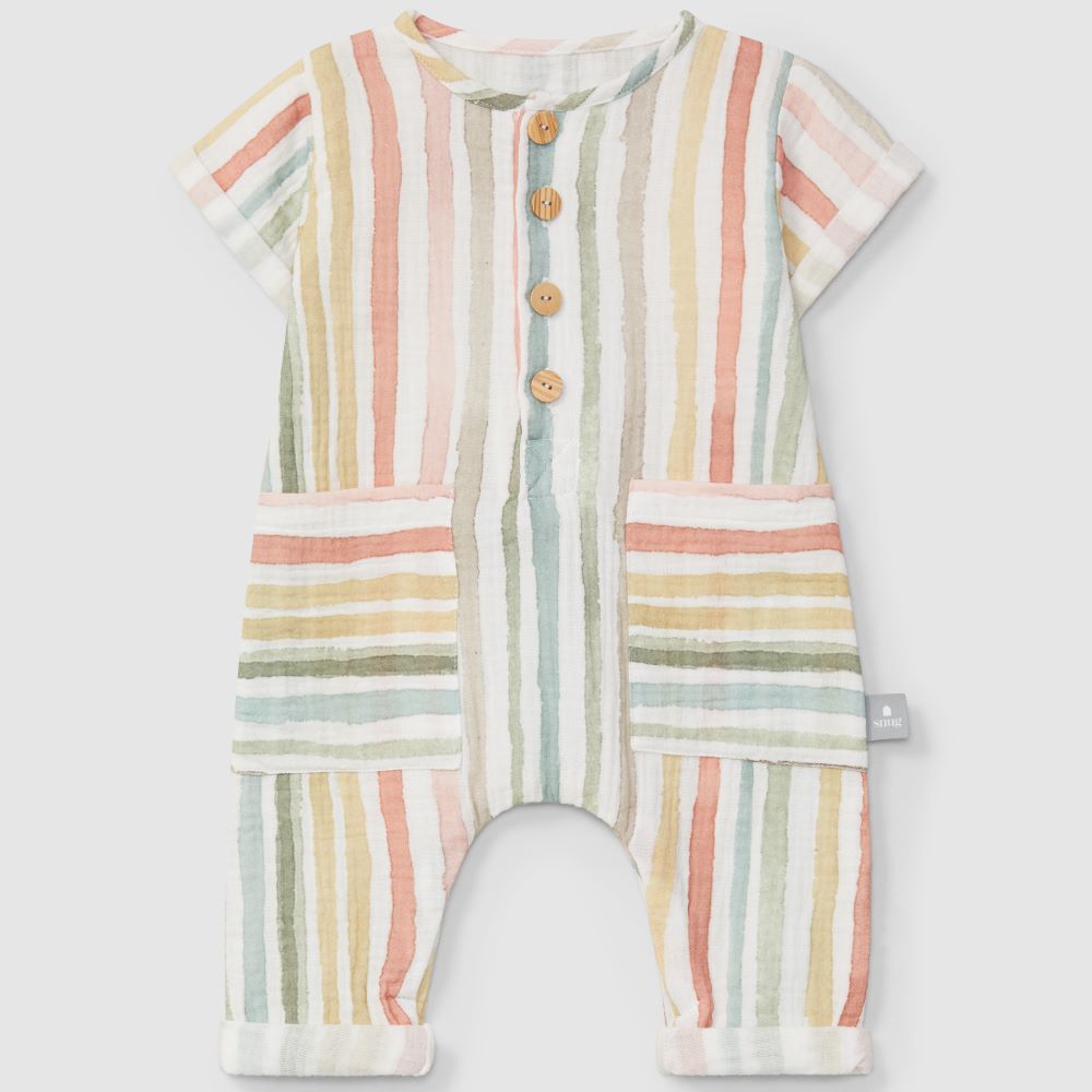 Macacão de riscas multicolor - Snug
