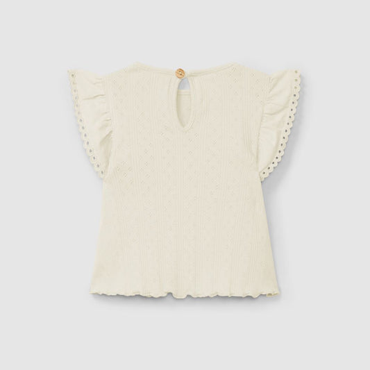 Top ajour com mangas de folho bordado inglês - Snug