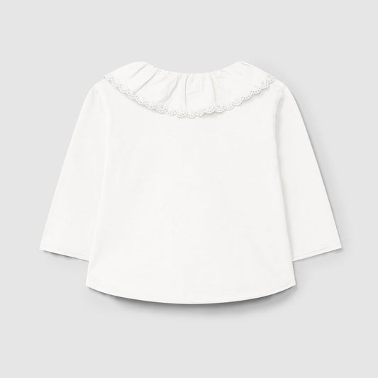 Longsleeve com gola de folho bordado em algodão orgânico - Snug