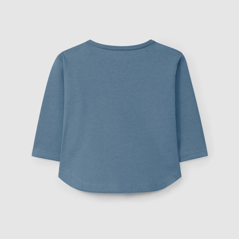 Longsleeve em algodão orgânico com estampado Azul Inglês - Snug