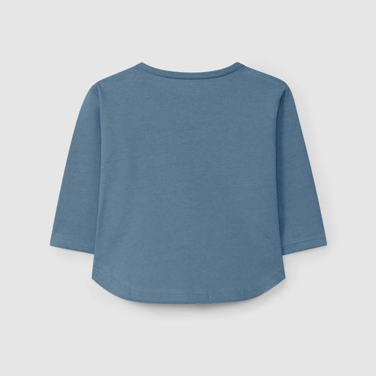 Longsleeve em algodão orgânico com estampado Azul Inglês - Snug