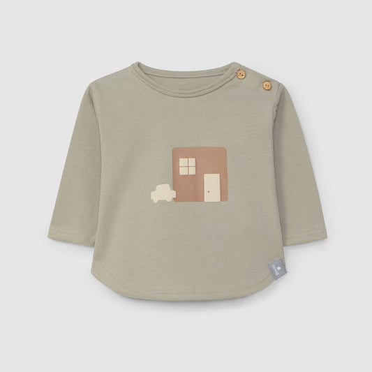 Longsleeve em algodão orgânico com estampado Cinza - Snug