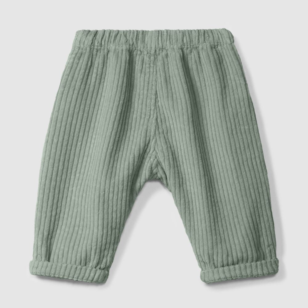 Calças pull-up em veludo canelado com bolso verde - Snug