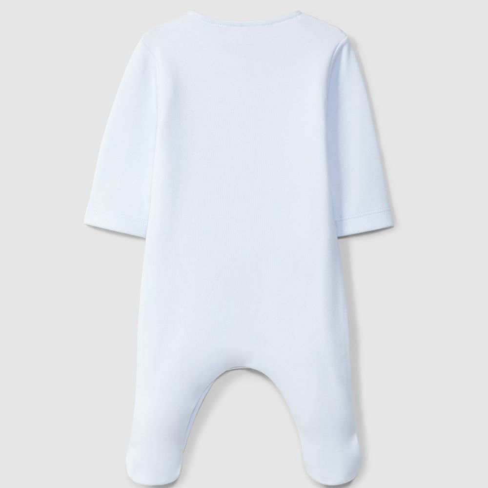 Babygrow com detalhe de bordado em ponto cruz azul - Laranjinha