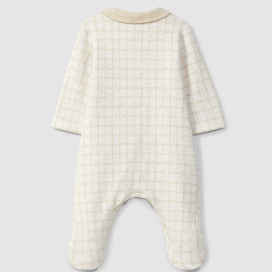 Babygrow em malha jacquard com detalhe de bordado na gola - Laranjinha