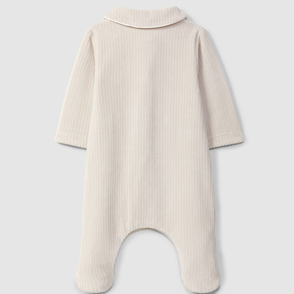 Babygrow em veludo canelado com botões decorativos - Laranjinha
