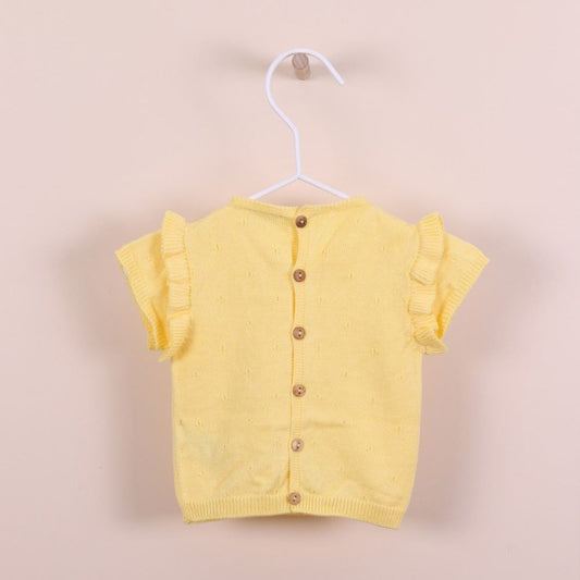 Pull en tricot de coton à volants à manches courtes - Wedoble