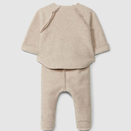 Conjunto de duas peças em malha polar de algodão orgânico bege -Snug