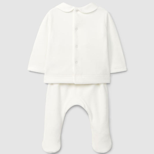 Fato de duas peças detalhe de smocks azul - Laranjinha