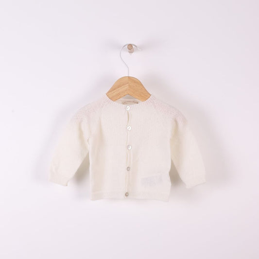 Casaco tricotado em lã merino e caxemira Pérola | LITTLE LOVE - Wedoble