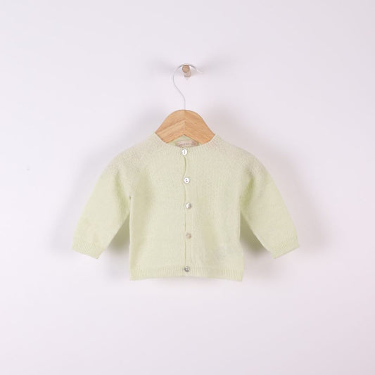 Casaco tricotado em lã merino e caxemira Verde | LITTLE LOVE - Wedoble