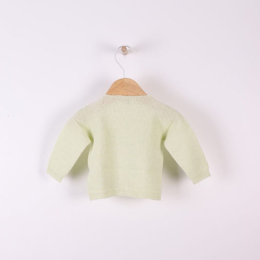 Casaco tricotado em lã merino e caxemira Verde | LITTLE LOVE - Wedoble