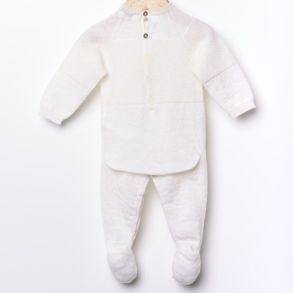 Babygrow tricotado em lã merino e caxemira Pérola | LITTLE LOVE - Wedoble