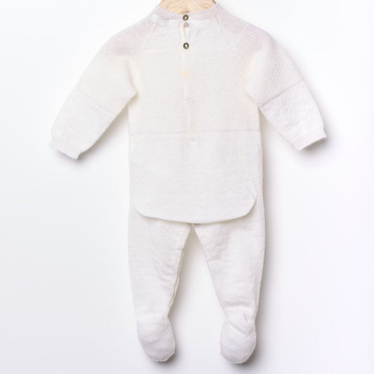 Babygrow tricotado em lã merino e caxemira Pérola | LITTLE LOVE - Wedoble