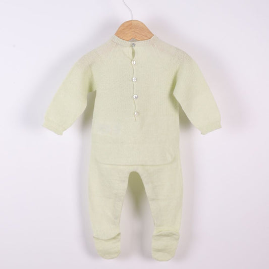 Babygrow tricotado em lã merino e caxemira Verde | LITTLE LOVE - Wedoble