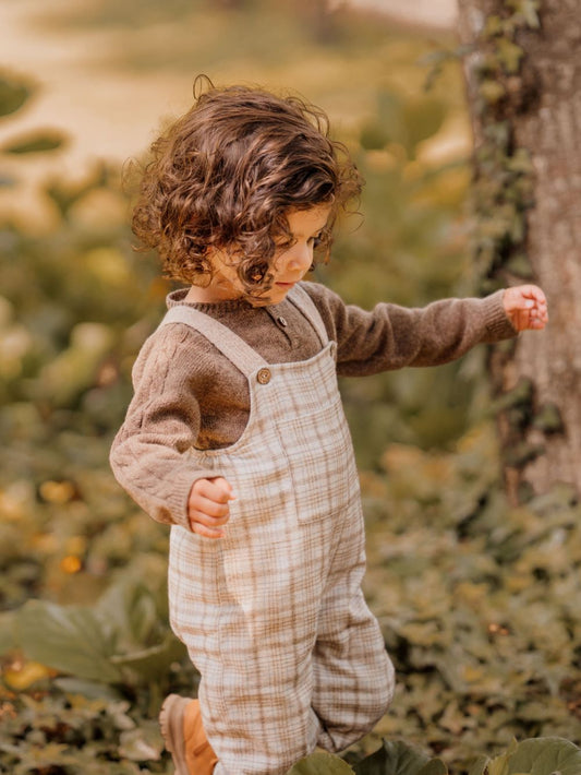 Jardineiras com padrão xadrez tartan | LITTLE TEDDY BEAR - Wedoble