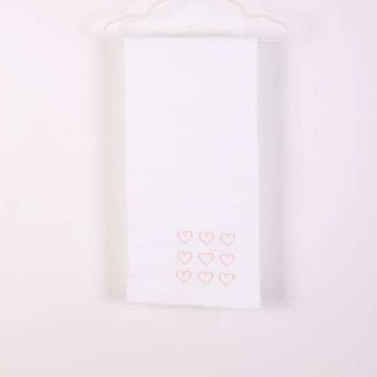 Fralda de pano bordada com pequenos corações | WINTER STORIES - Wedoble