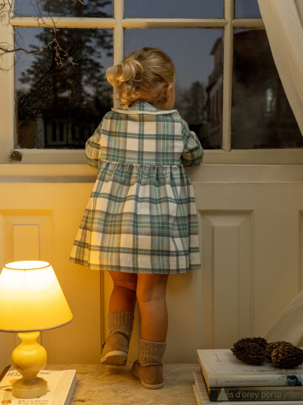 Robe en velours côtelé à carreaux - Orange