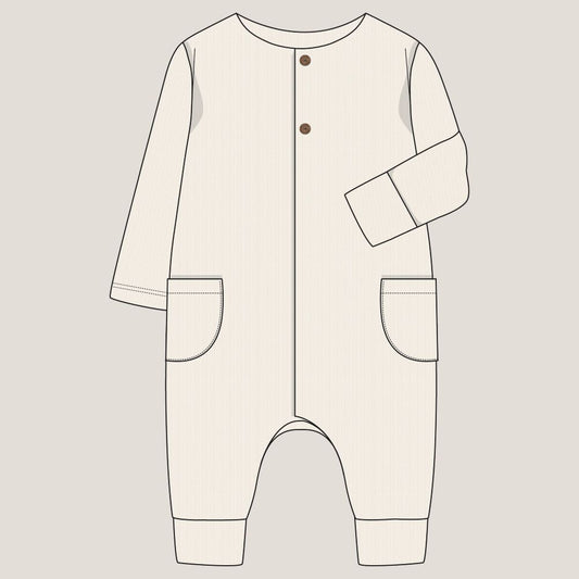 Macacão algodão orgânico com bolsos - Laranjinha