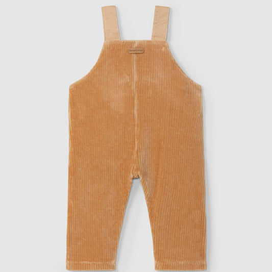 Jardineiras em tecido tipo bombazine com bolso na frente - Laranjinha