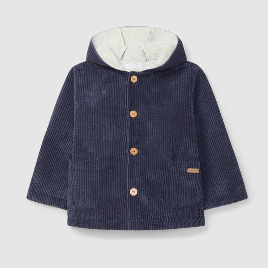 Casaco de capuz em bombazine com pelo - Laranjinha