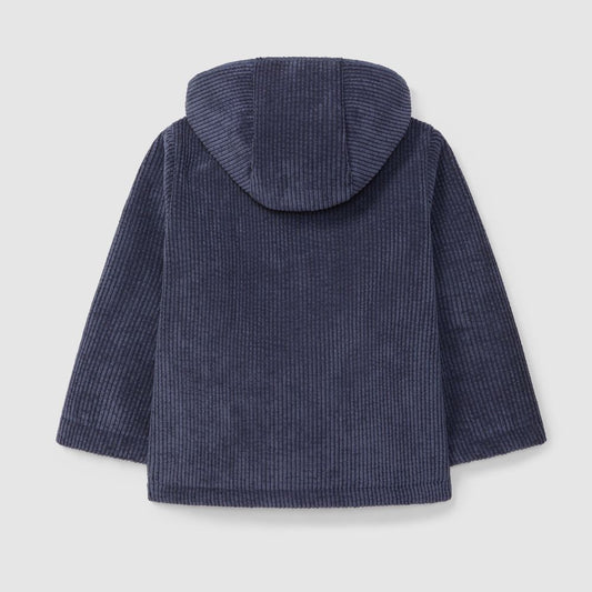 Casaco de capuz em bombazine com pelo - Laranjinha