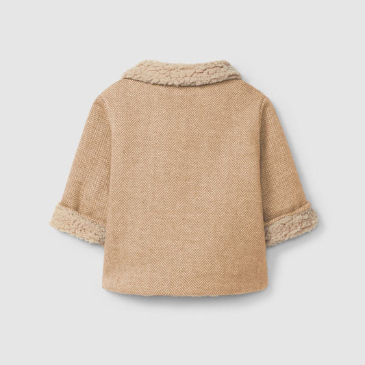 Casaco em malha de espinha com pelo interior - Laranjinha