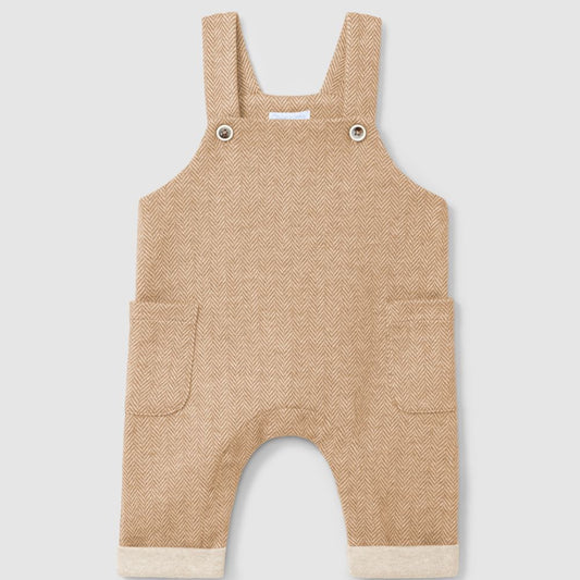 Jardineiras em malha de espinha com bolsos - Laranjinha