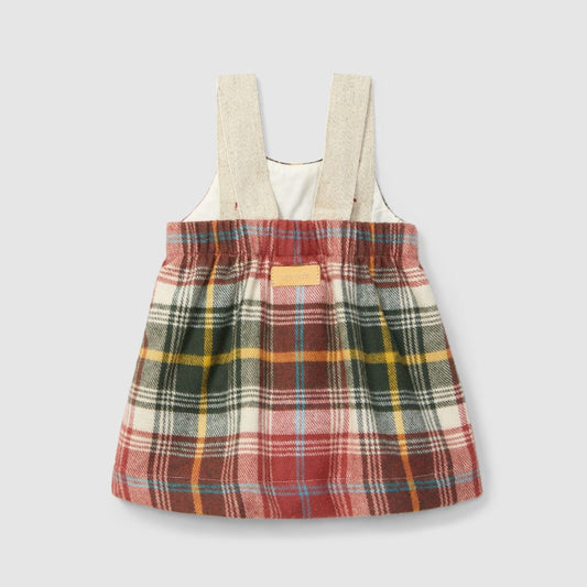 Saia de peito xadrez em flanela - Laranjinha