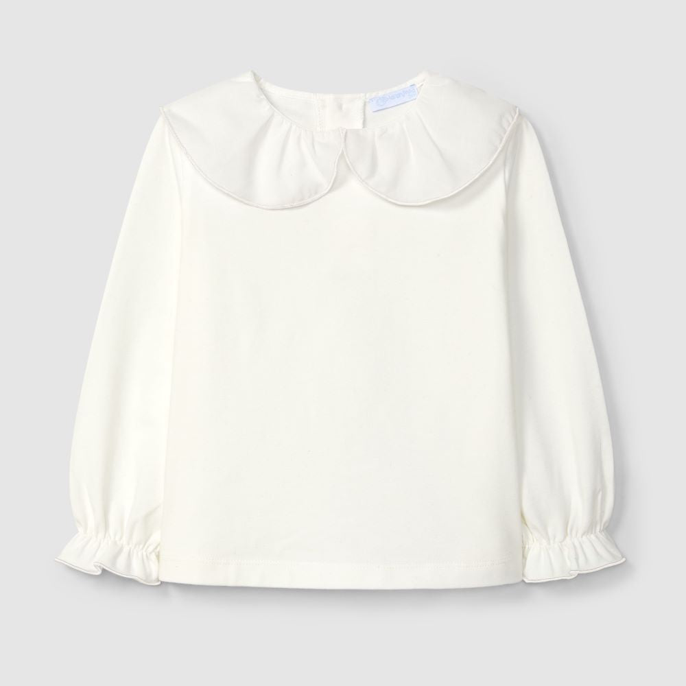 Longsleeve em algodão com gola de folho - Laranjinha