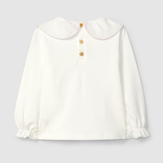 Longsleeve em algodão com gola de folho - Laranjinha