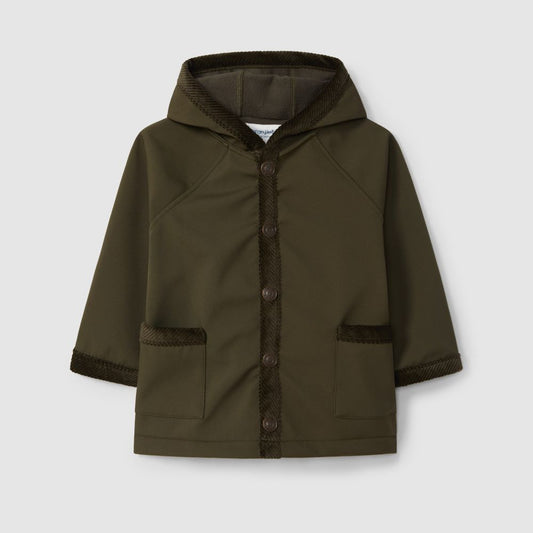 Casaco com capuz detalhes em bombazine - Laranjinha