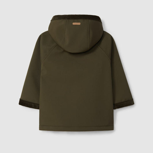 Casaco com capuz detalhes em bombazine - Laranjinha