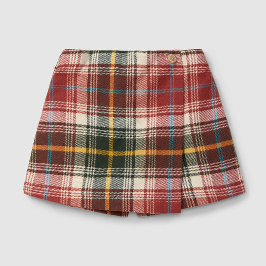 Saia-calções xadrez em flanela - Laranjinha
