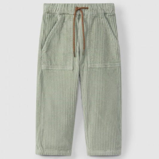 Calças em bombazine larga com bolsos - Laranjinha