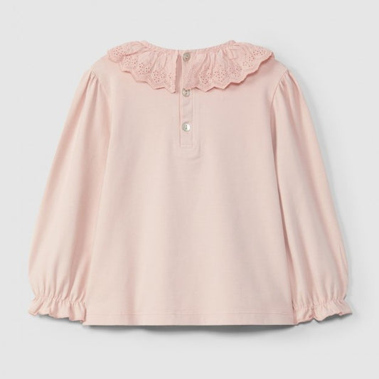 Longsleeve com gola folho bordado inglês - Laranjinha