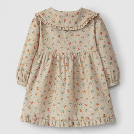 Robe en micro-velours côtelé fleuri - Laranjinha