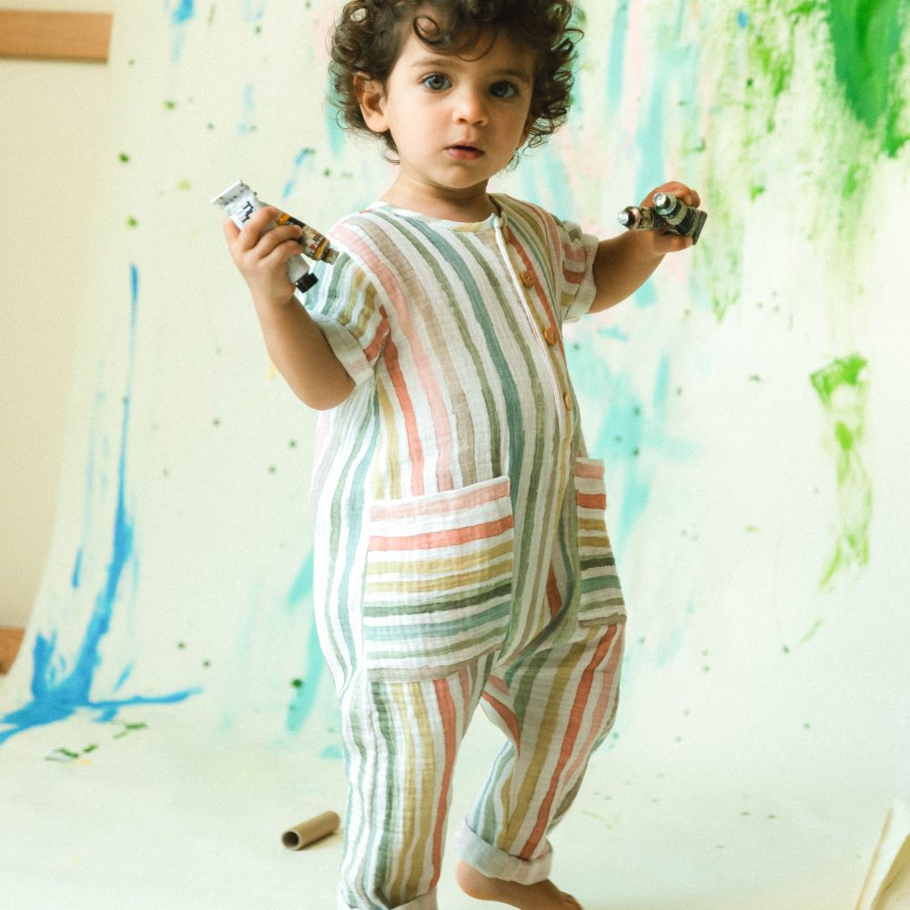 Macacão de riscas multicolor - Snug
